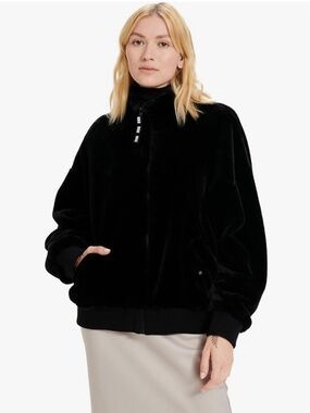 UGG black fuzzy fleece laken coat women's M full zip